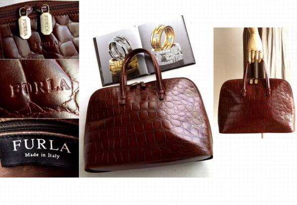 フルラ クロコ型押し トートバッグ 1円/FURLA フルラ☆A4も入る◎本