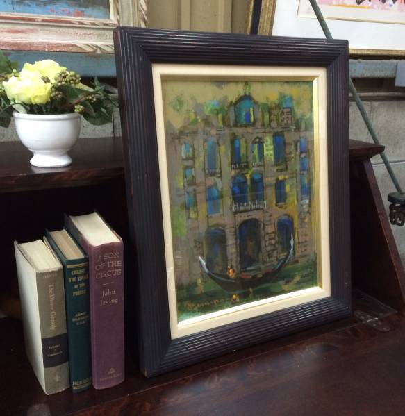 真作保証 川畑純保 作 ゴンドラの春休み 油絵 肉筆 油彩 日美連