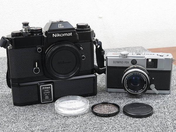 Nikomat 2台/ OLYMPUS-PEN EED/三脚2本・レンズまとめて Olympus EED Pen Camera Nikomat 2台⁄ OLYMPUS-PEN EED⁄三脚2本・レンズ
