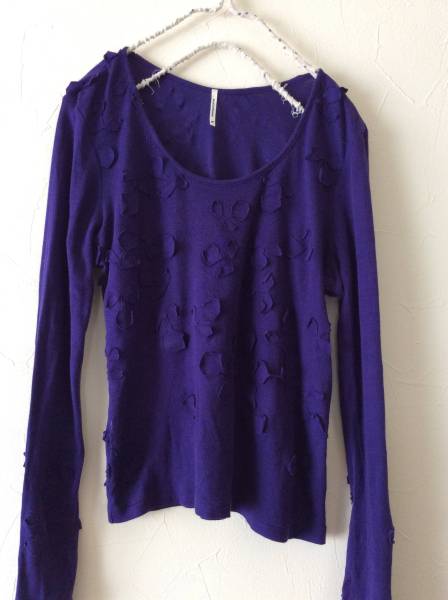 ミナペルホネン flower drops 紫カットソー