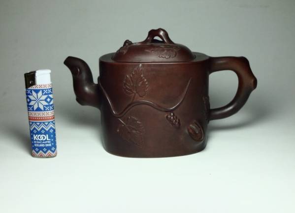 時代唐物　煎茶道具　朱泥葡萄紋　急須