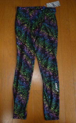 アシックス プリント　ロングタイツO.LL新品黒　ランニング