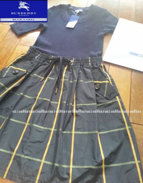 新品◇バーバリーブルーレーベル ニット切り替えワンピース 38