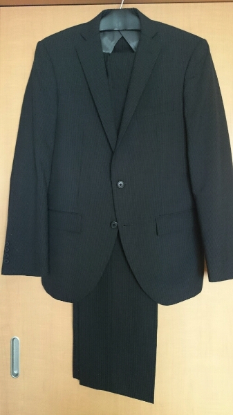 美品オリヒカスーツA6チャコールグレーＬストライプ175ORIHICA