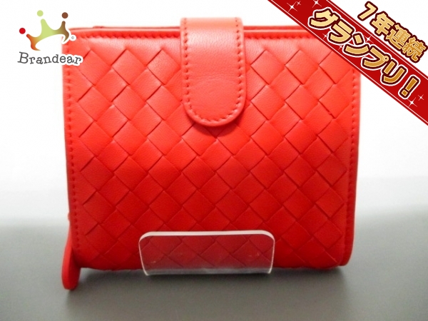 ボッテガヴェネタ 2つ折り財布 美品 イントレチャート レッド BOTTEGA