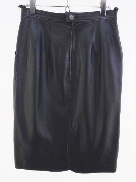 ロエベ LOEWE レザー タイト スカート ブラック *38700
