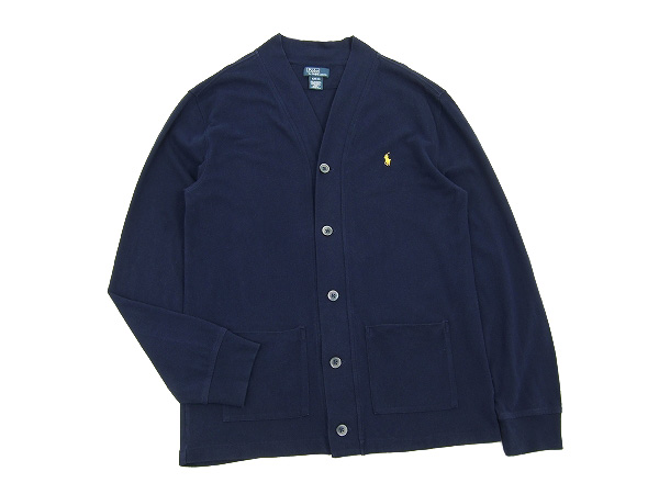 美品★ポロラルフローレン★濃紺★鹿の子★薄手*カーディガン*XL