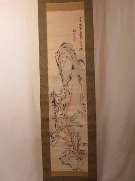 青木木米 肉筆 楼閣山水 紙本 掛軸 塗箱付 6011 【公式通販】