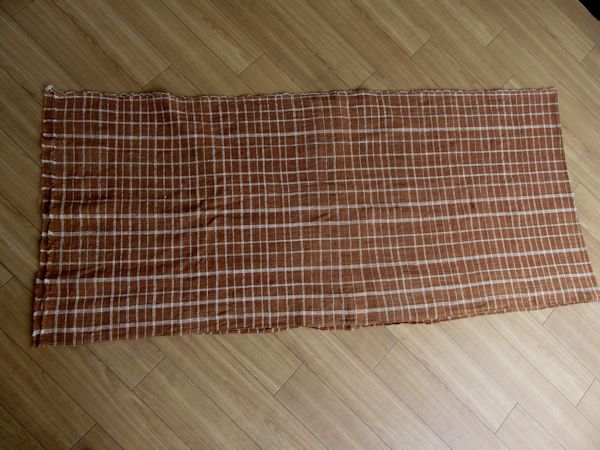 ラオス 格子の織布 ハンドメイド ハンドクラフト、手工芸 はぎれ、布地