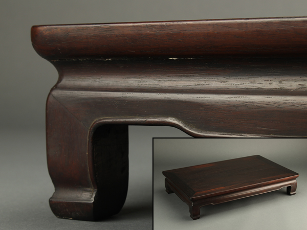 【流】古美術品 時代古唐木紫檀平卓花台 裏布地張 時代品 IG805