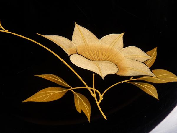 【都屋】輪島塗 黒漆花文蒔絵 「銘々皿」 10客 小皿 菓子皿