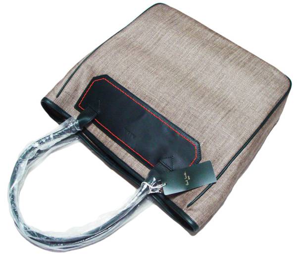 新品3.2万 Poul Smith 麻 牛革 トート バッグ BRGR ポールスミス