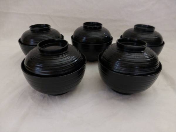 輪島塗 輪州造 椀 5客 日乃出 波 蒔絵未使用品 ＊001