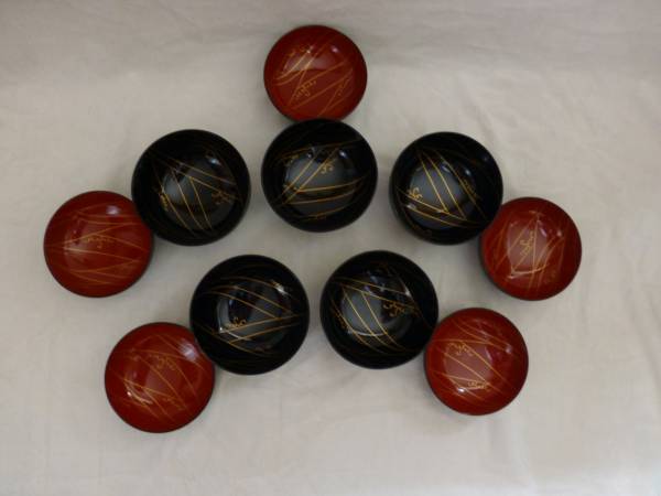 輪島塗 輪州造 椀 5客 日乃出 波 蒔絵未使用品 ＊001