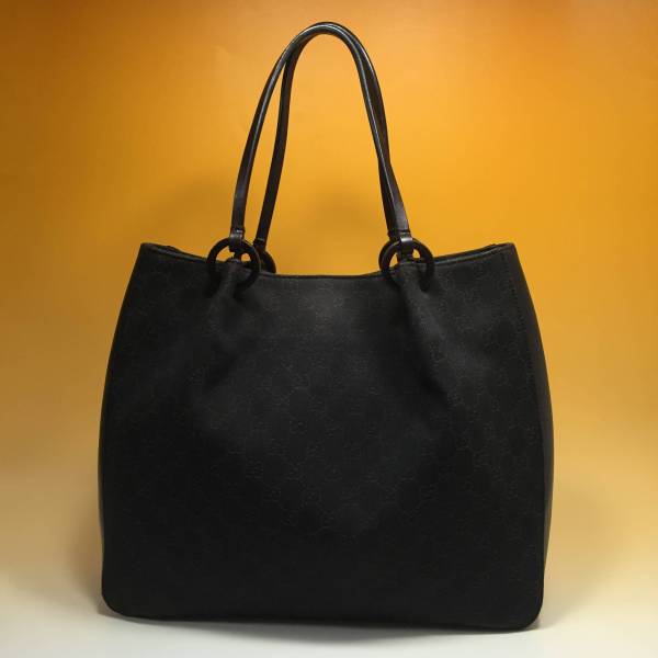 GUCCI◇グッチ GG柄 キャンバス×レザートートバッグ ◇茶 グッチ