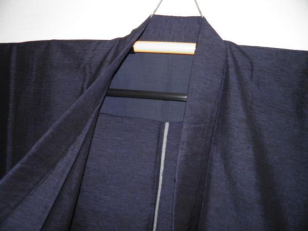 壱3049 本絹夏向き本結城紬男着物単衣 裄66丈137К紺紫虎斑　