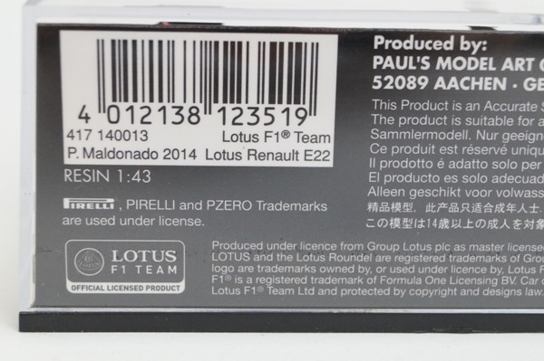 PMA 1/43 ロータス F1 チーム ルノー E22 P.マルドナド 2014#13_3