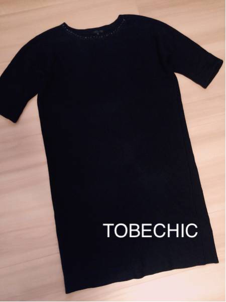 TOBECHICカタログ掲載大人気楽チンビジュー黒ワンピース☆今季品