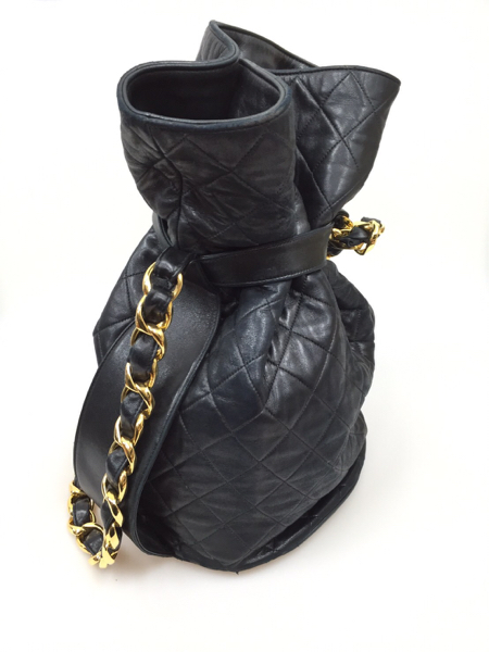 CHANEL シャネル 巾着 チェーンショルダーバッグ ブラック し