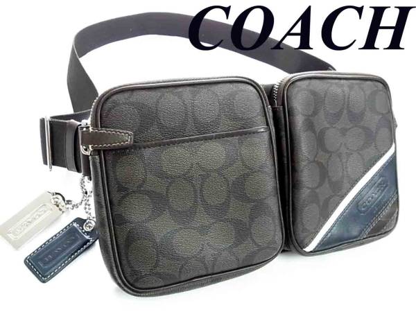 美品☆COACH コーチ メンズ ウエスト ショルダー LEATHERWARE