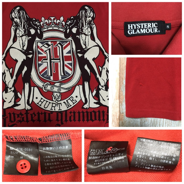 ヒステリックグラマー ツインガールポロシャツ S 赤