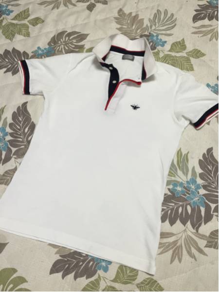送164 USED Dior homme BEE ディオール ポロシャツ S　ホワイト
