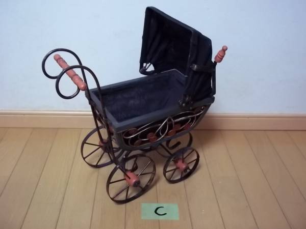 未使用/アンティーク風 幌付乳母車 ベビーカー/検索 ドール C
