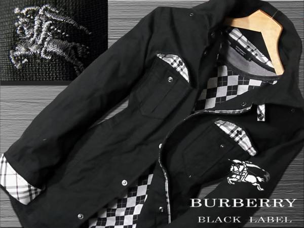 鉄板！チェック切替ＪＫＴ刺繍入Ｌ▼バーバリーブラックレーベル