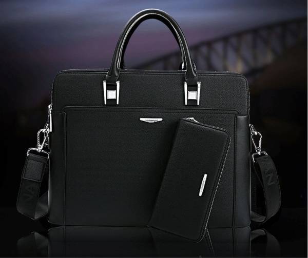 *新品高級メンズ ビジネスバッグ二つファスナー+多機能長財布黒