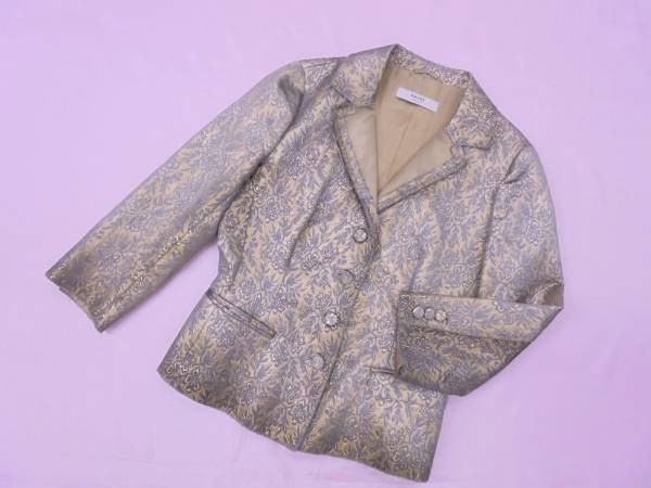 洗練ゴージャス！プラダ 花柄 膨れ織りジャケット ベージュ系