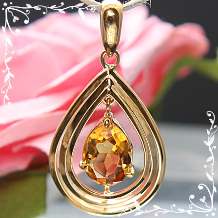 【1円～最落なし】揺れる 天然シトリン K18yg ペントップ H4715