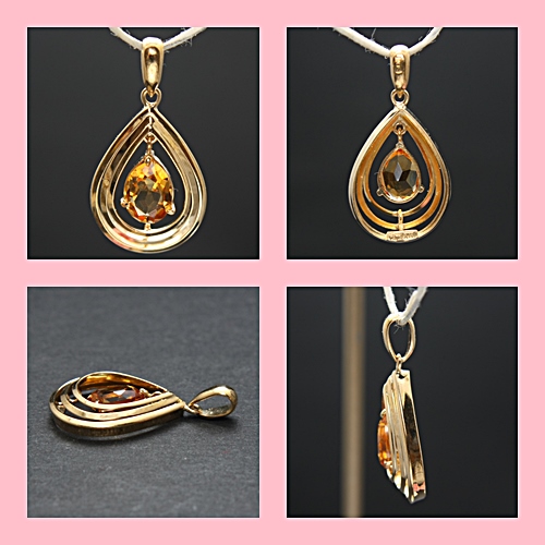 【1円～最落なし】揺れる 天然シトリン K18yg ペントップ H4715