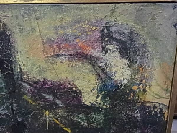 g215　抽象画　作者不明　額ガタ有　わかる方　古品　used