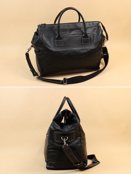 新品同様☆Kitamura/キタムラ 2WAY レザー ボストン バッグ 黒
