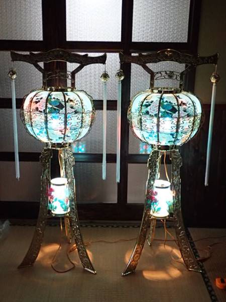 盆提灯 10号 2個セット　廻転二段 ゴールド　金色　10号　初盆