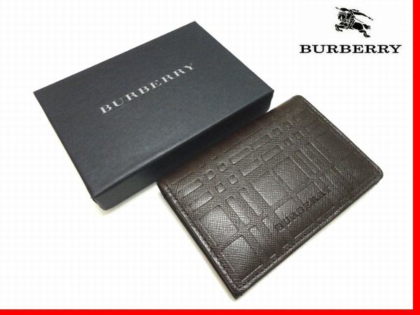 ☆新品 バーバリーBURBERRY ノバチェックレザー名刺入れカード茶 再