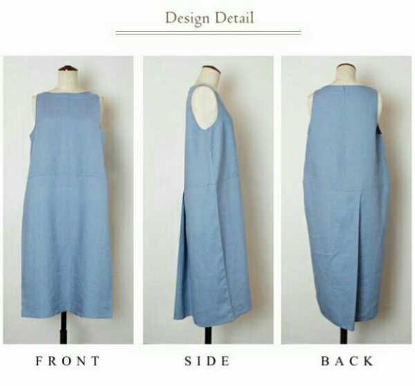 【美品、試着のみ】リネンワンピース　ブルー　麻100％　