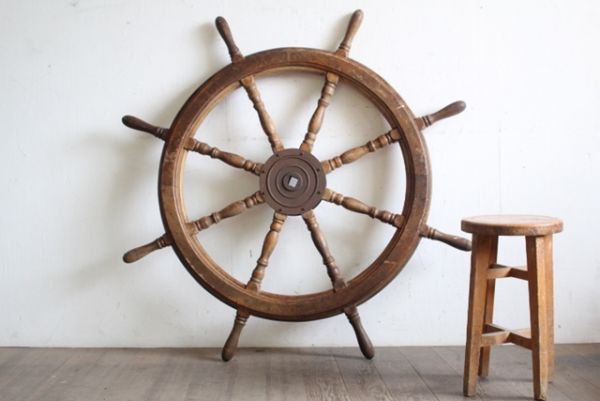 木製ラット 船舵 操舵輪 径120cm◆船舶/アンティーク/時代_1