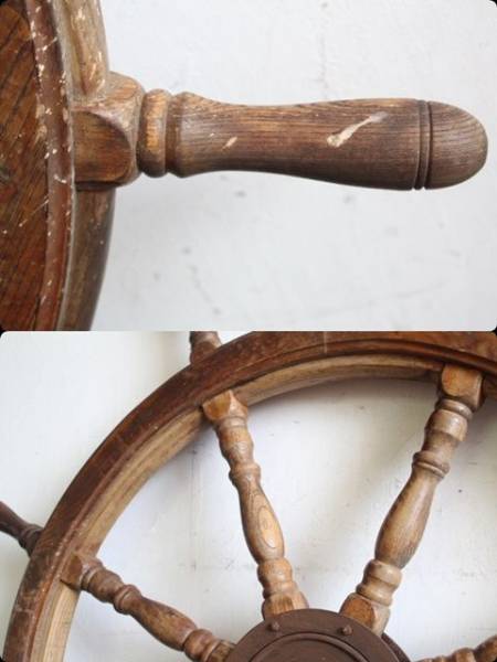 木製ラット 船舵 操舵輪 径120cm◆船舶/アンティーク/時代_2