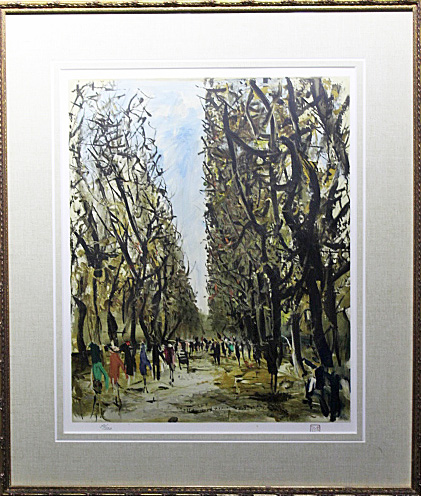 佐伯 祐三、リュクサンブールの木立、希少な額装用画集より、新品高級