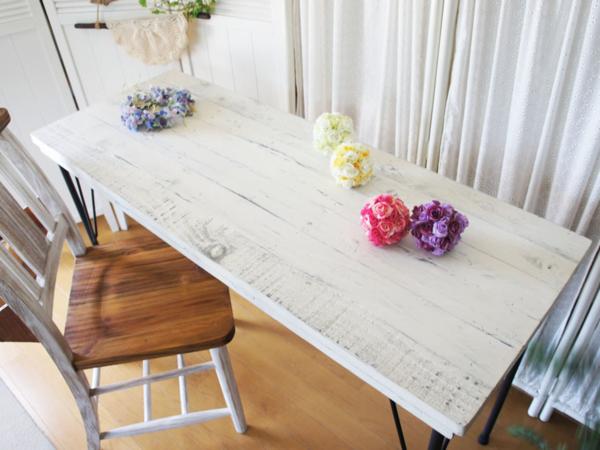 R送料無料◇120×45白オールドウッドテーブル天板◇古材iz-shelf