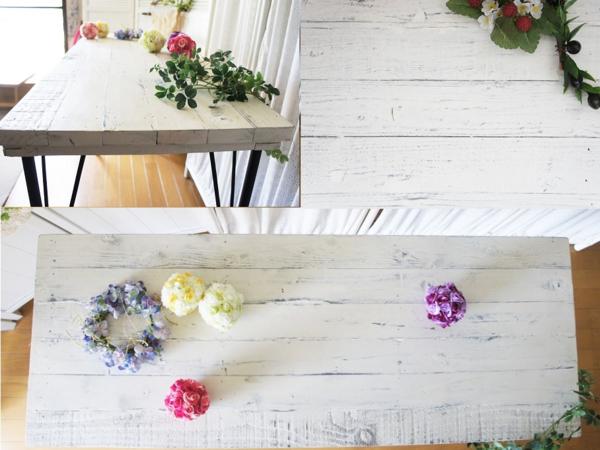 R送料無料◇120×45白オールドウッドテーブル天板◇古材iz-shelf