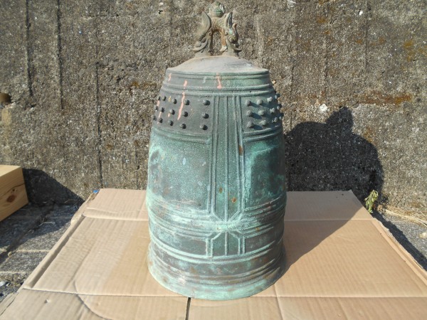 銅器 古銅 真鍮製 仏教美術 釣鐘 半鐘 古い 置物 高さ47㎝ 青銅 半鐘