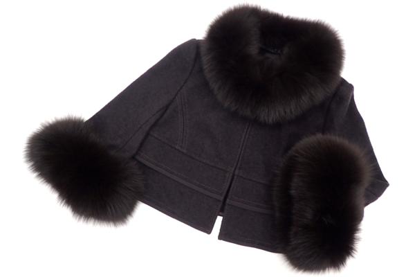 TO BE CHIC ウールショートコート ブルーフォックスファー コート 