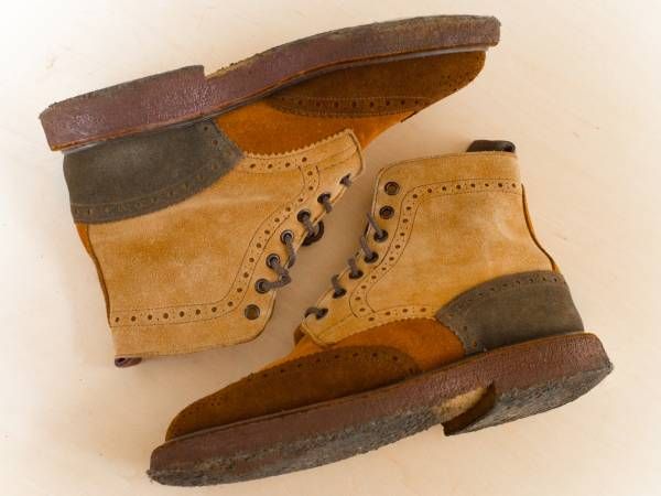 トリッカーズ Tricker's 6.5-5 スエードウイングチップブーツ 茶