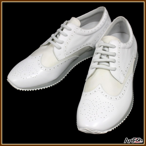 1円J.リンドバーグ★白 メッシュ&レザースニーカーd1576*s8新品