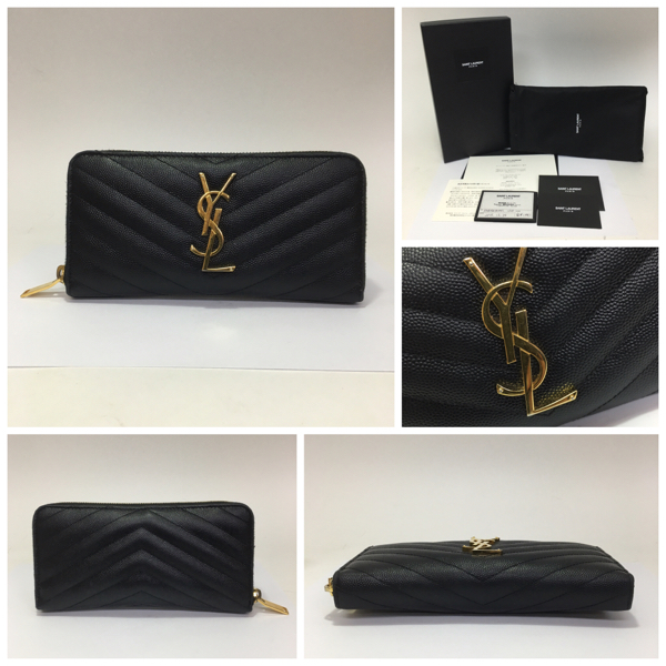 美品☆サンローラン 【Saint Laurent】ラウンド 長財布 3508094 [2015