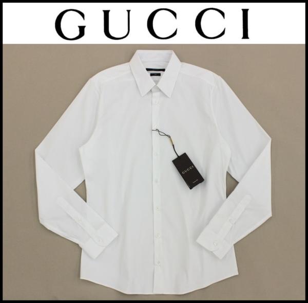 9万新品■41=L■GUCCI グッチ 白コットンシャツslim