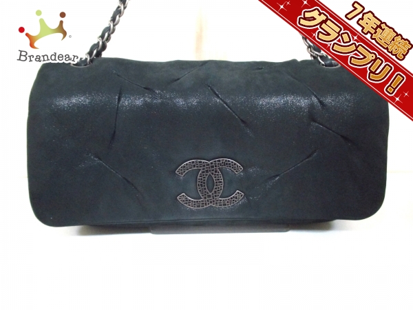 シャネル ショルダーバッグ - 黒 メタリックレザー CHANEL