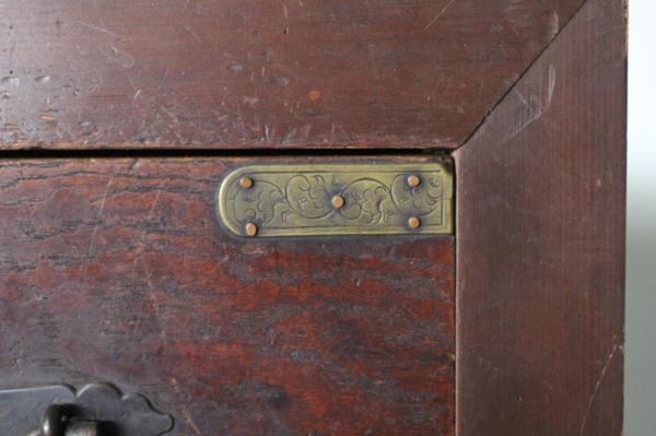 TB526前欅 時代箪笥 銅金具 引き出し3杯◇無垢材/収納/チェスト